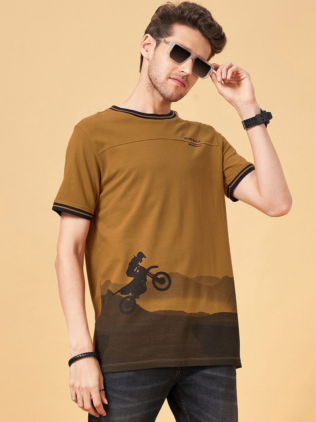 SF JEANS by Pantaloons Graphic Printed Slim Fit Cotton T-shirt