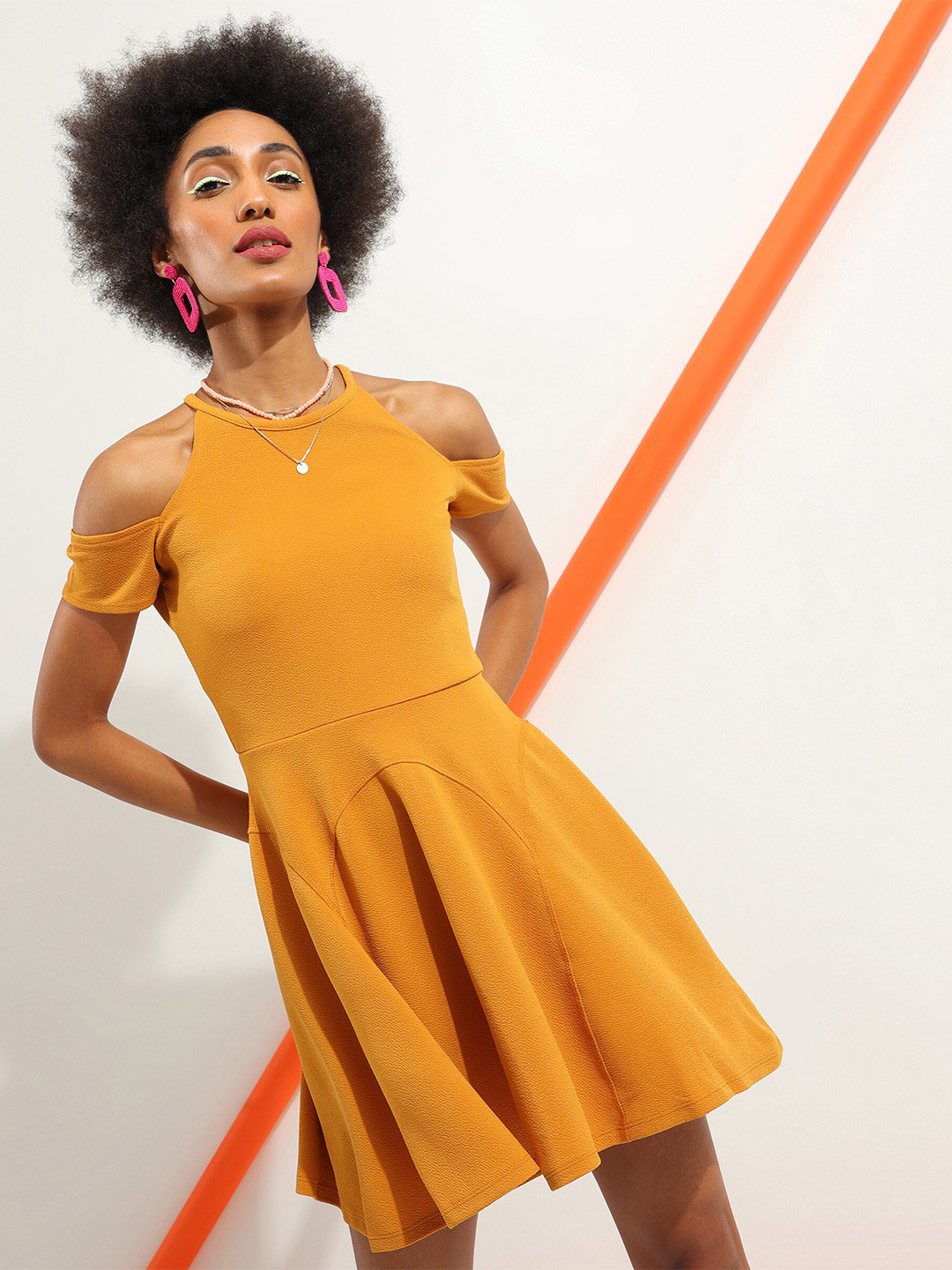 Veni Vidi Vici Cold-Shoulder Fit & Flare Dress