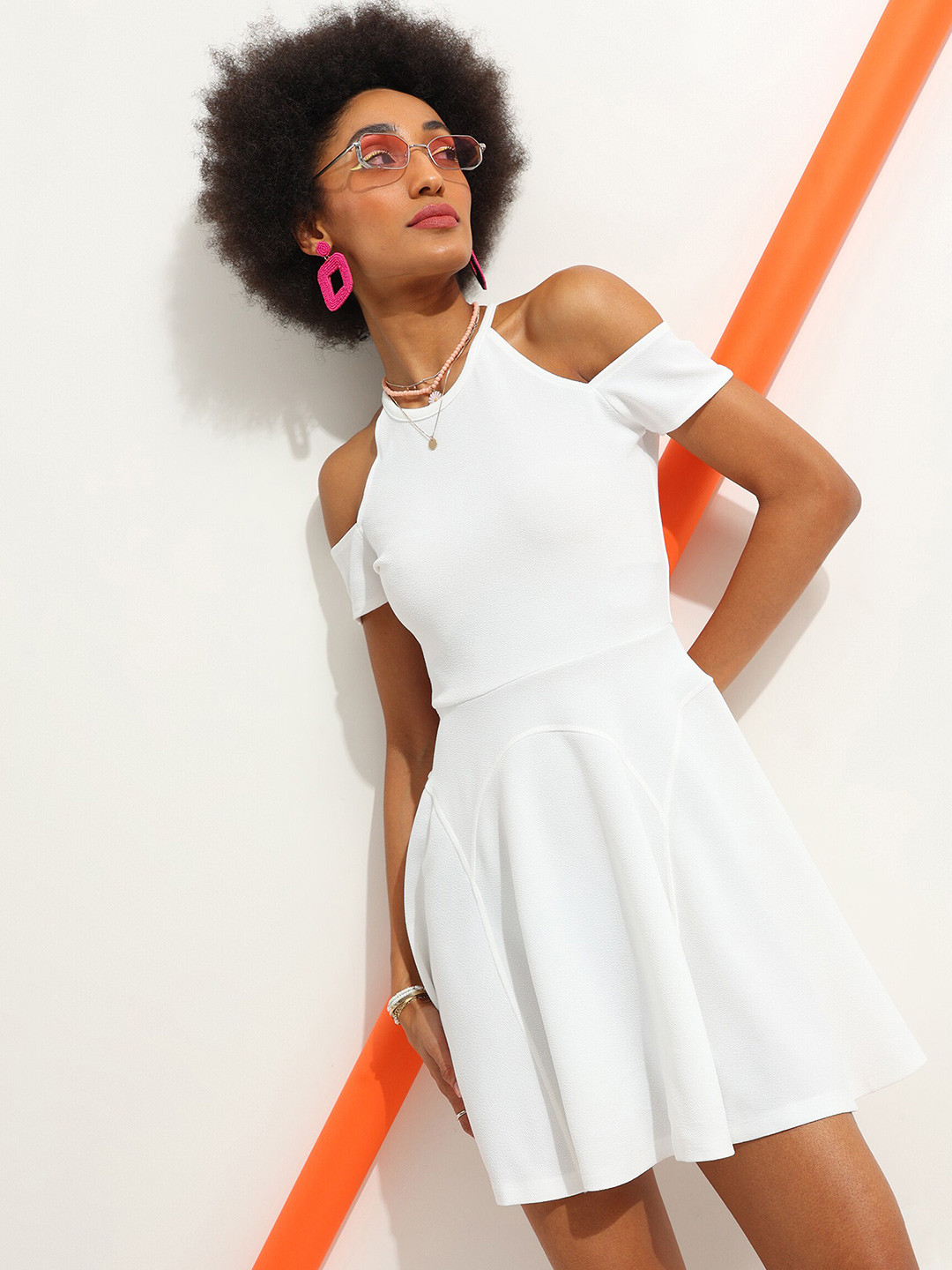 Veni Vidi Vici Cold-Shoulder Fit & Flare Dress