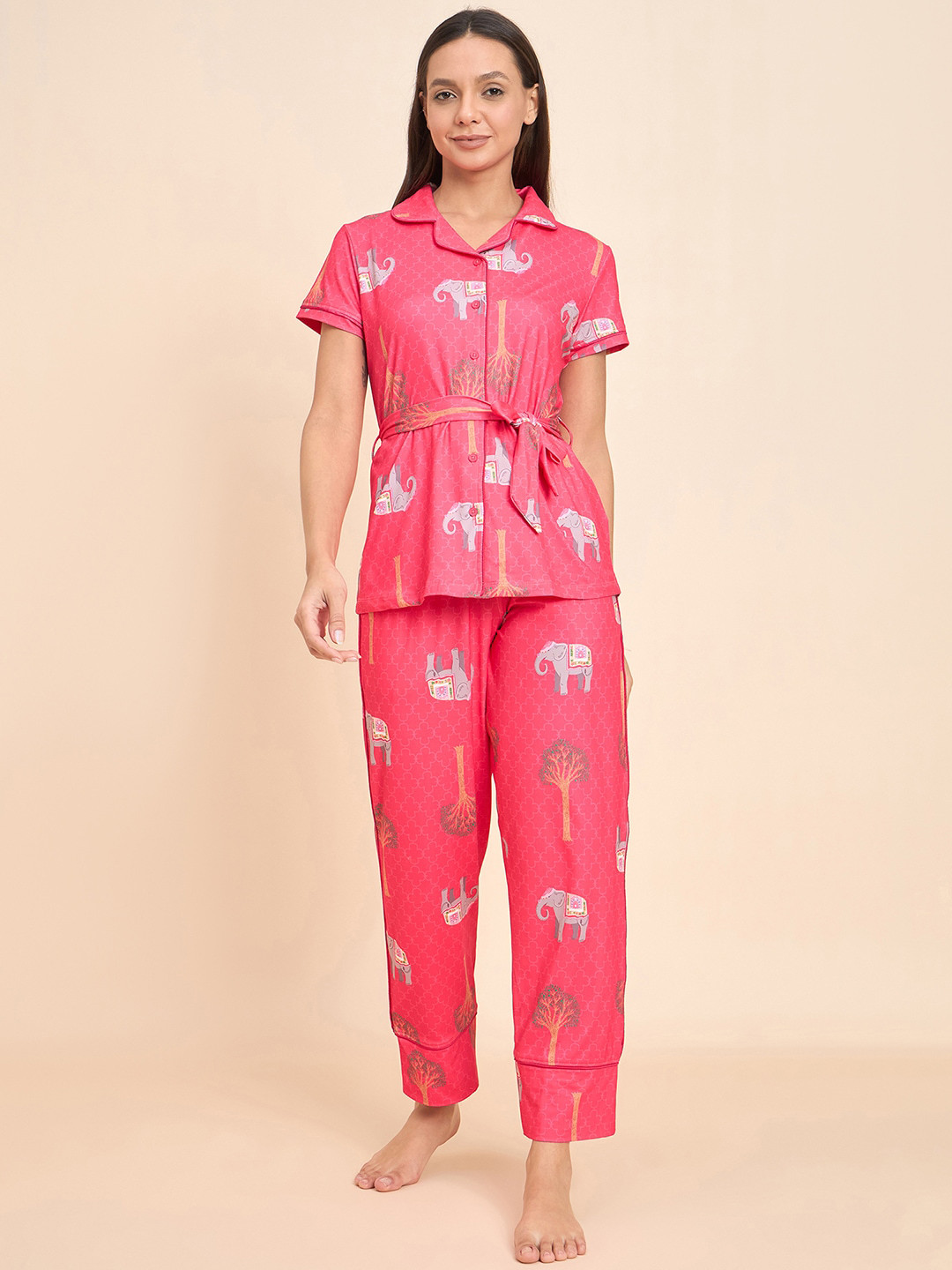 Sweet Dreams Pink Graphic Printed Shirt With Pyjamas