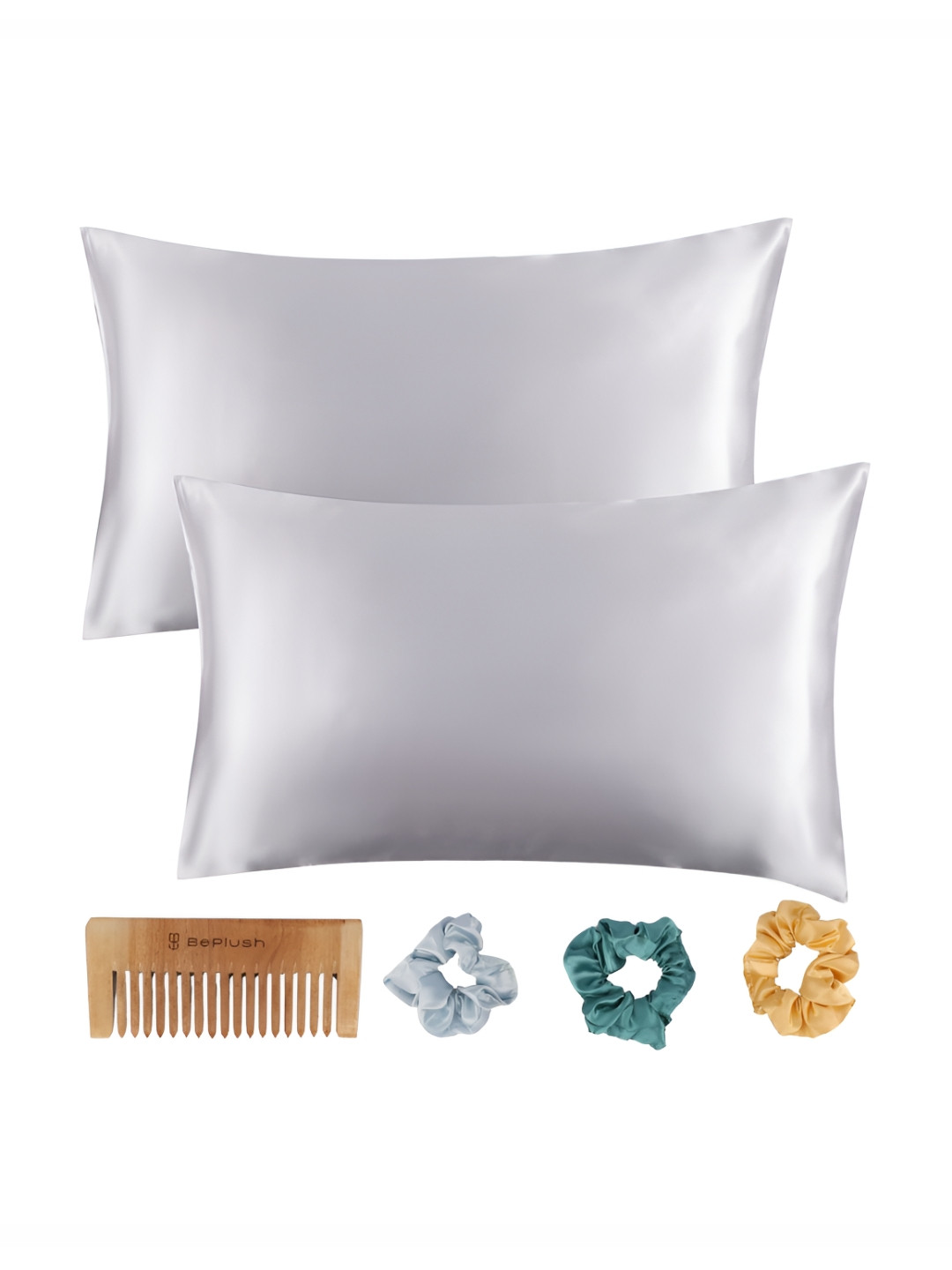 BePlush Blue 2 Pieces Pillow Cover With Scrunches Home Gift Set