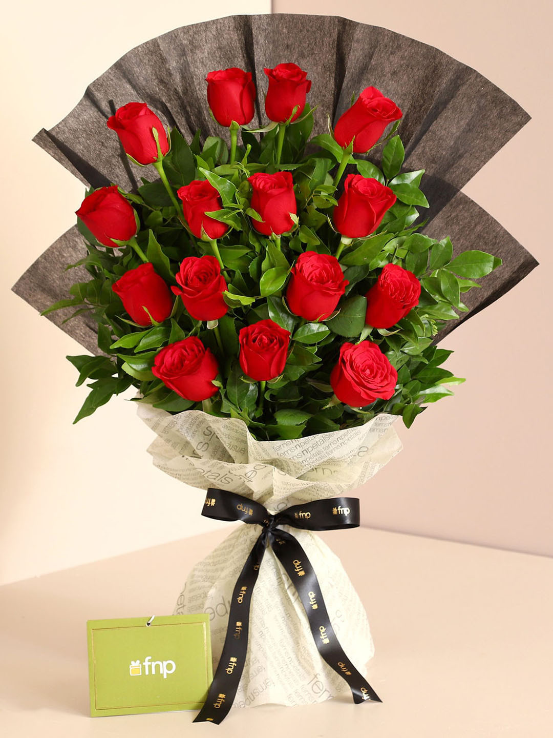 fnp 15-Red Roses Fresh Flowers Bouquet