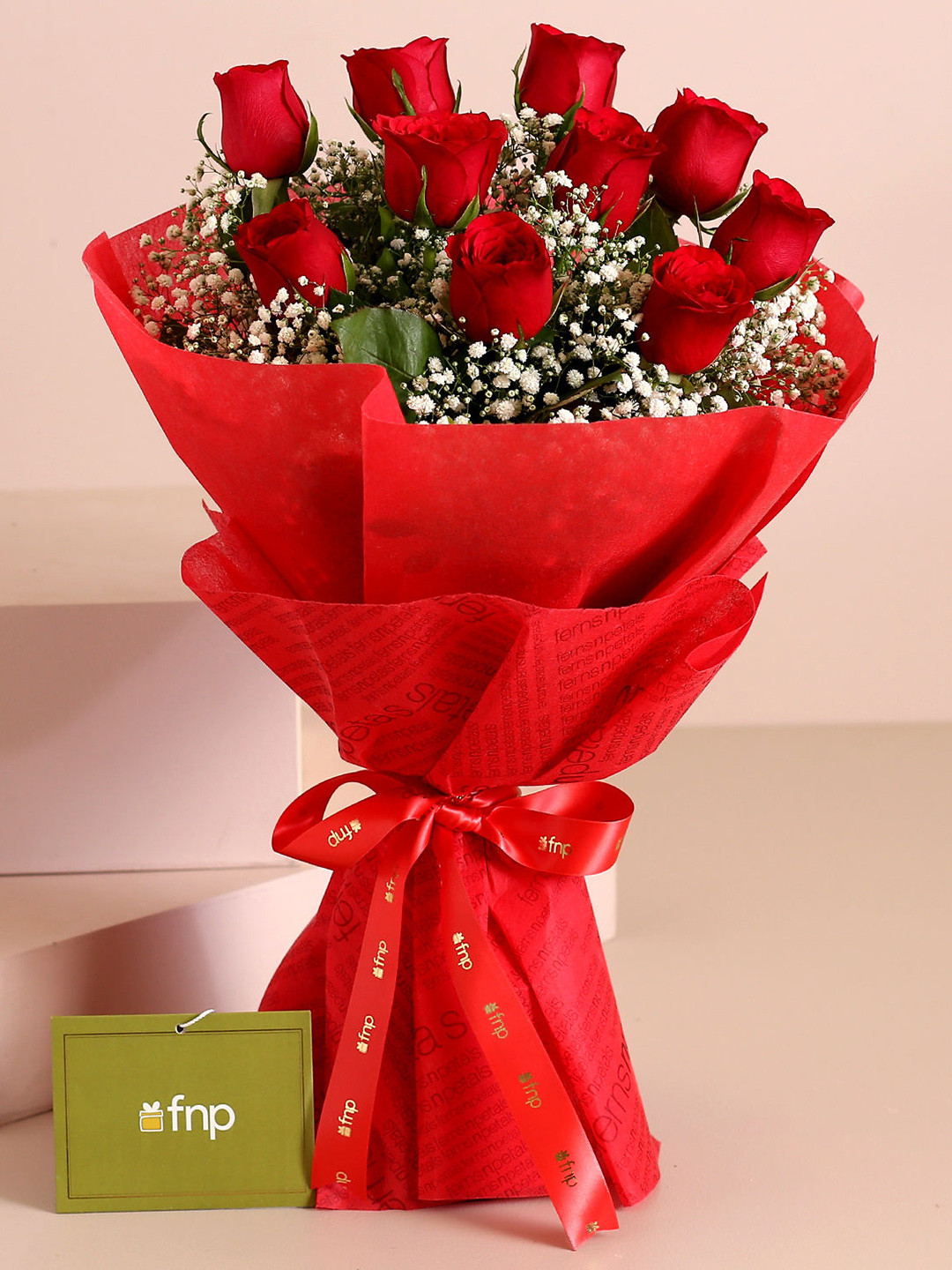 fnp 10-Red Roses Fresh Flowers Bouquet