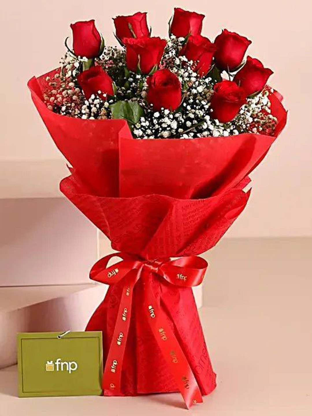 fnp 10-Red Roses Fresh Flowers Bouquet