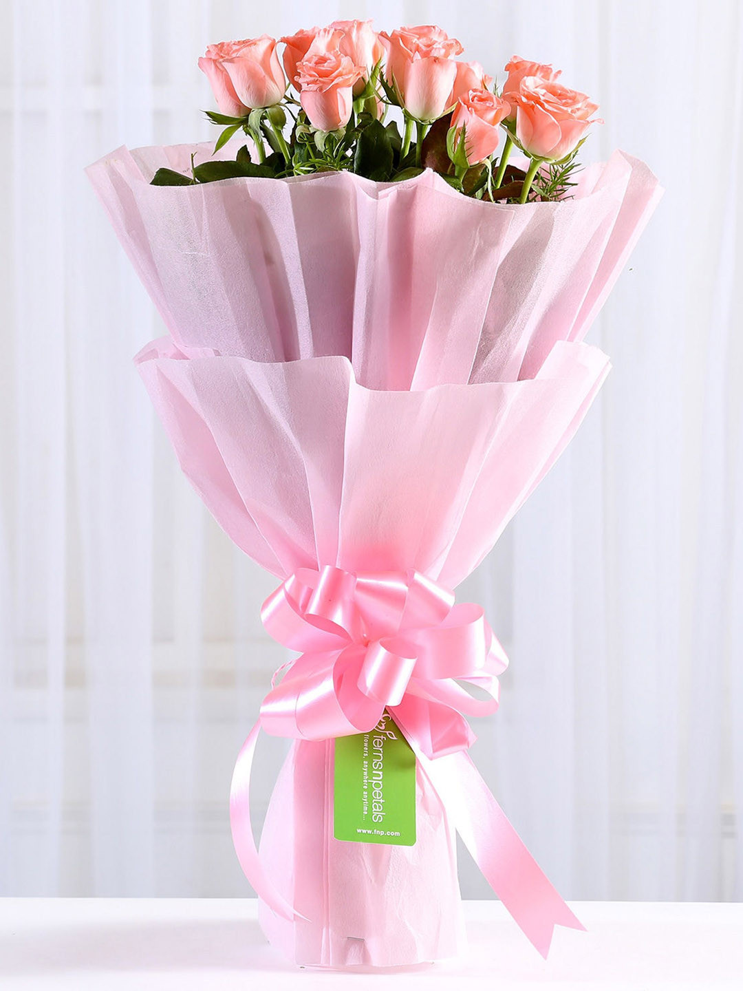 fnp 8-Pink Roses Fresh Flowers Bouquet