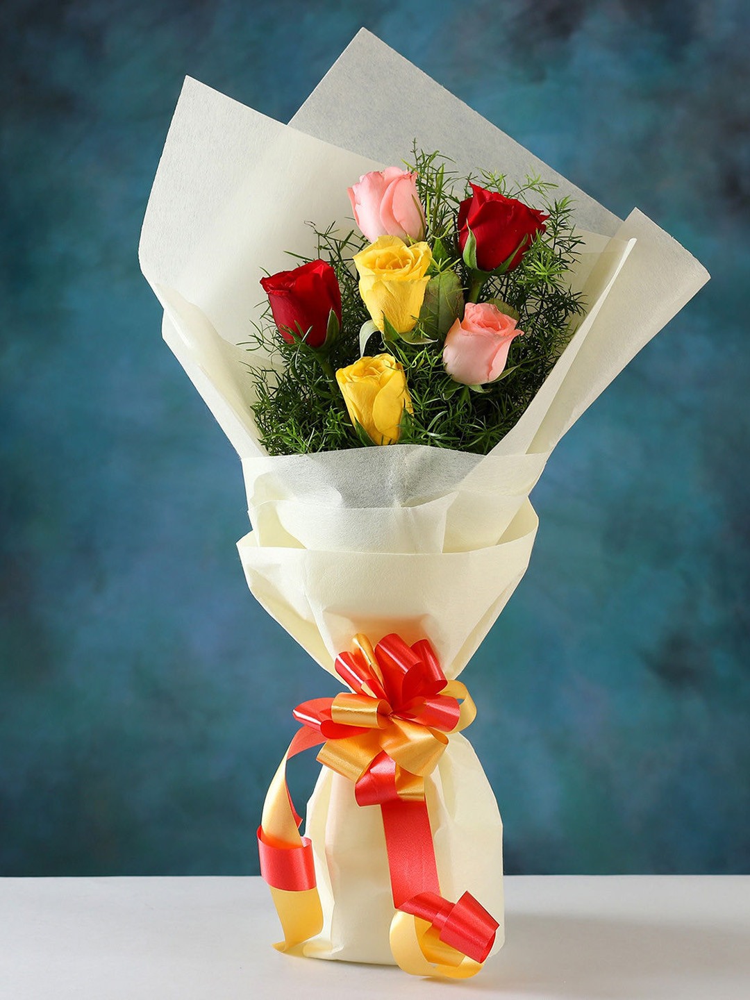 fnp Red Yellow and Pink 20 Pieces Fresh Rose Flowers Bouquet