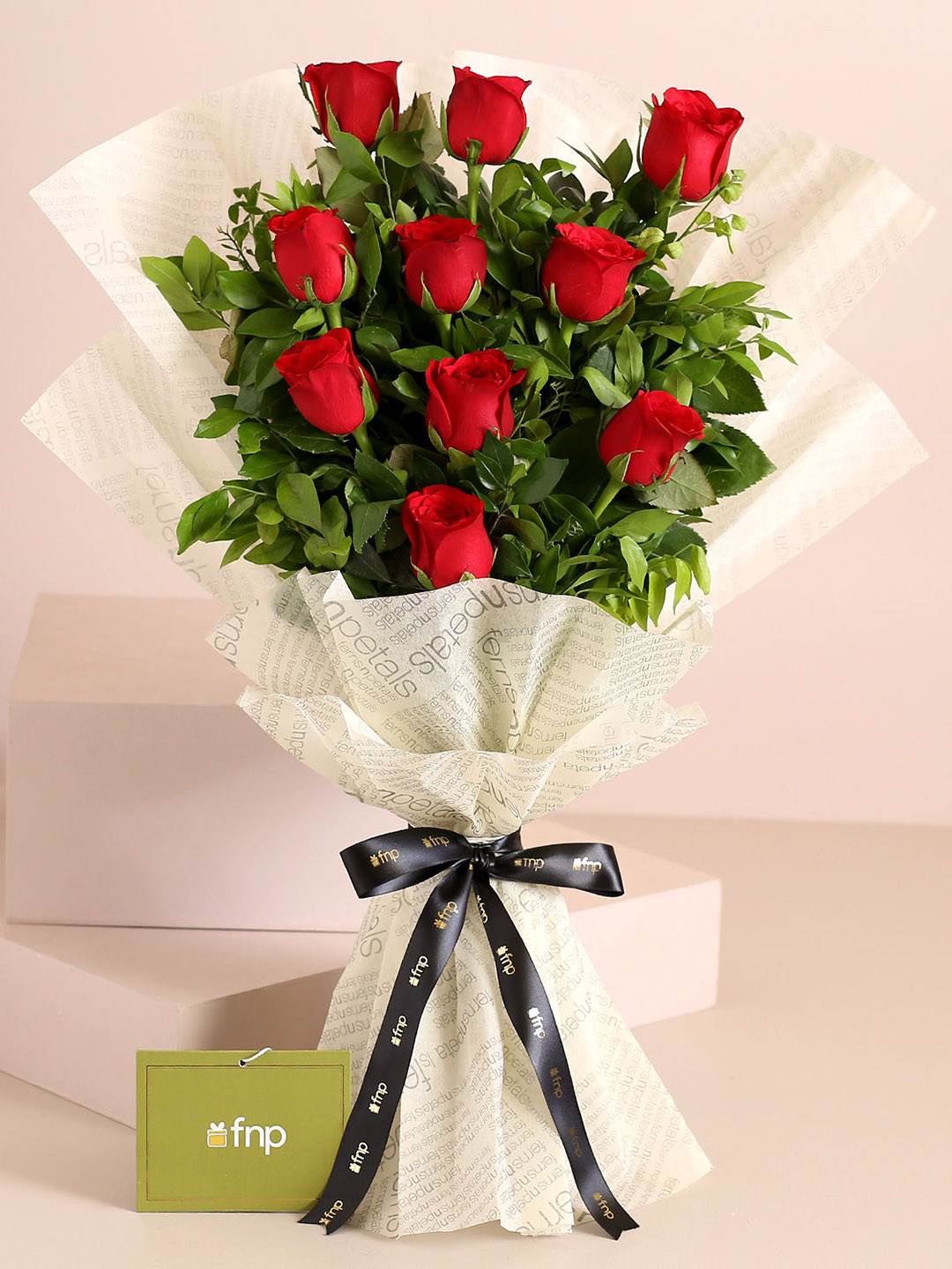fnp 10-Red Roses Fresh Flowers Bouquet