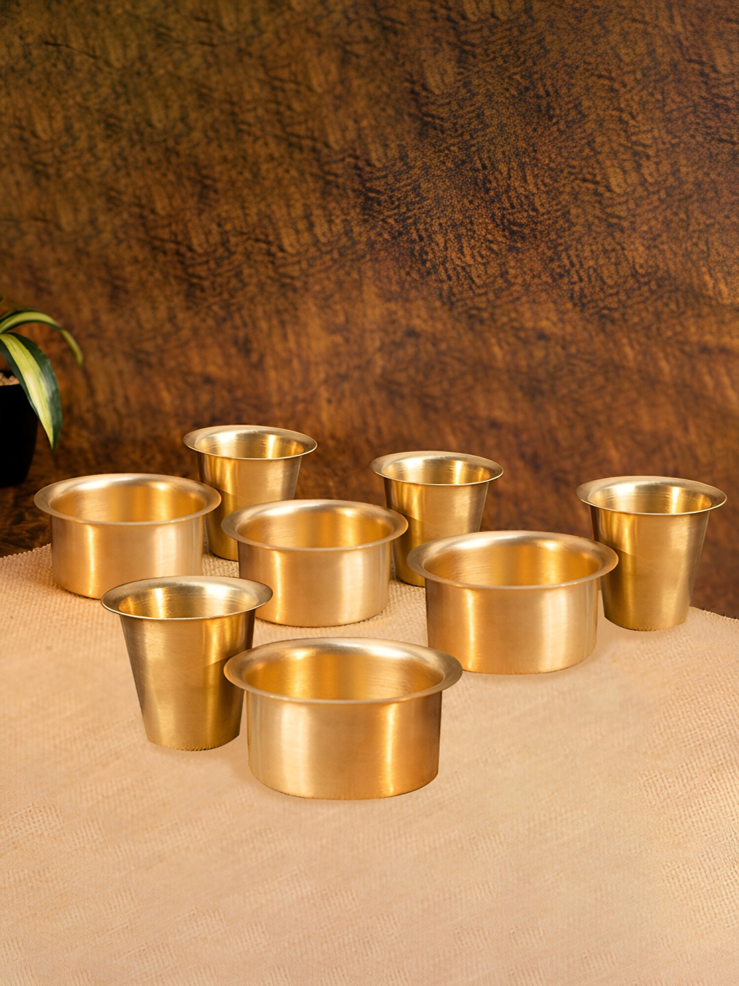 Ekhasa Prithvi Name Personalised Gold Brass Smooth Surface 4 Piece Cup with 4 Piece Saucer-130ml