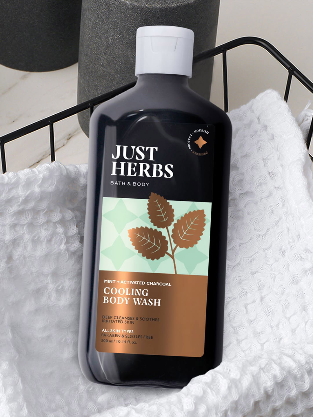 Just Herbs Mint & Activated Charcoal Cooling Body Wash - 300 ml