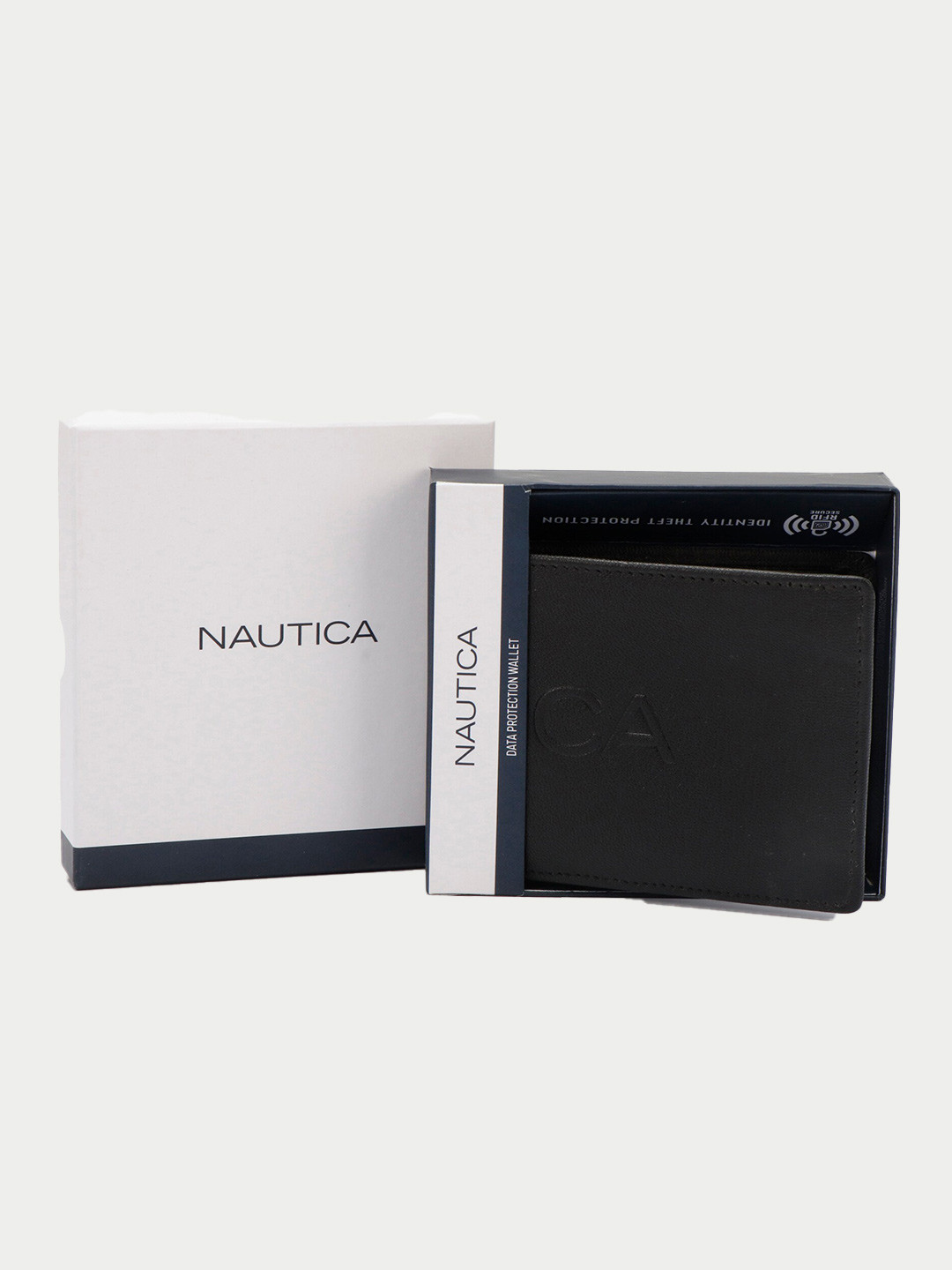 Nautica Men Leather Two Fold Wallet With RFID Blocking