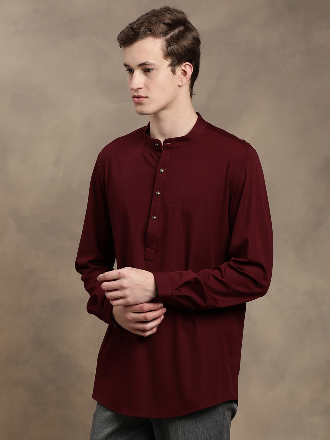 Turtle Band Collar Slim Fit Straight Kurta