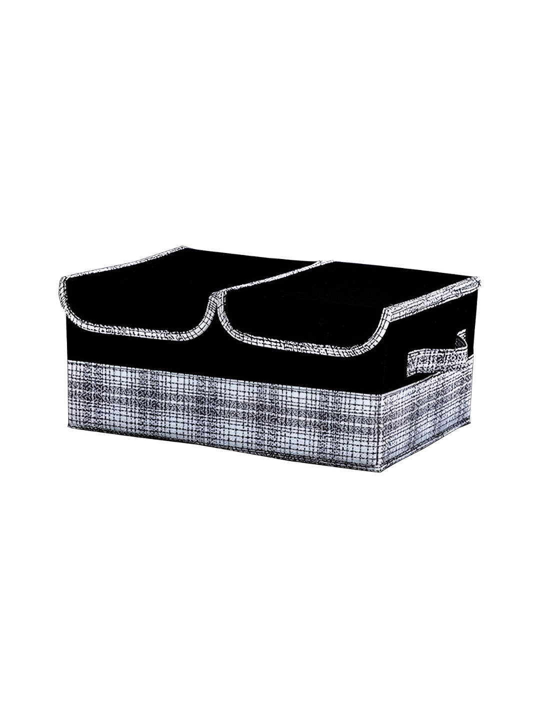 Kuber Industries Black & White Printed Multi-Utility Storage Basket With Double Lid