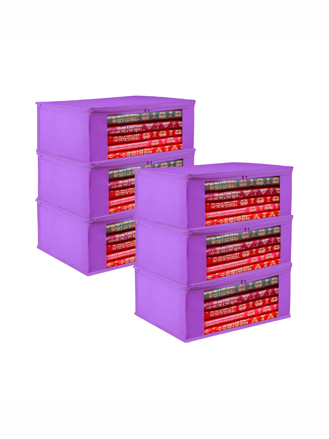 Kuber Industries Purple & Transparent 6 Pieces Reusable Drawer Organisers