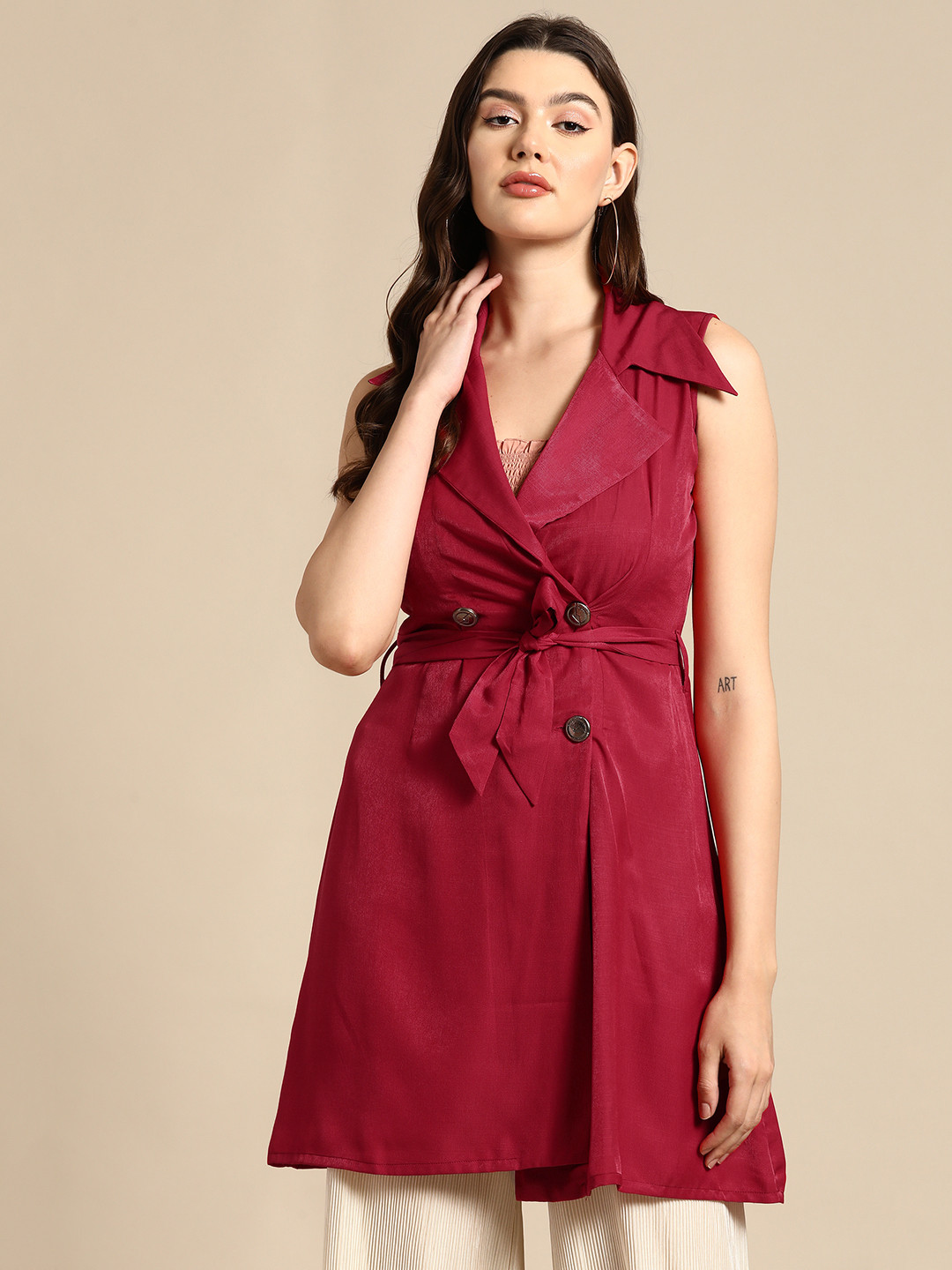 WoowZerz Slim Fit Longline Coat