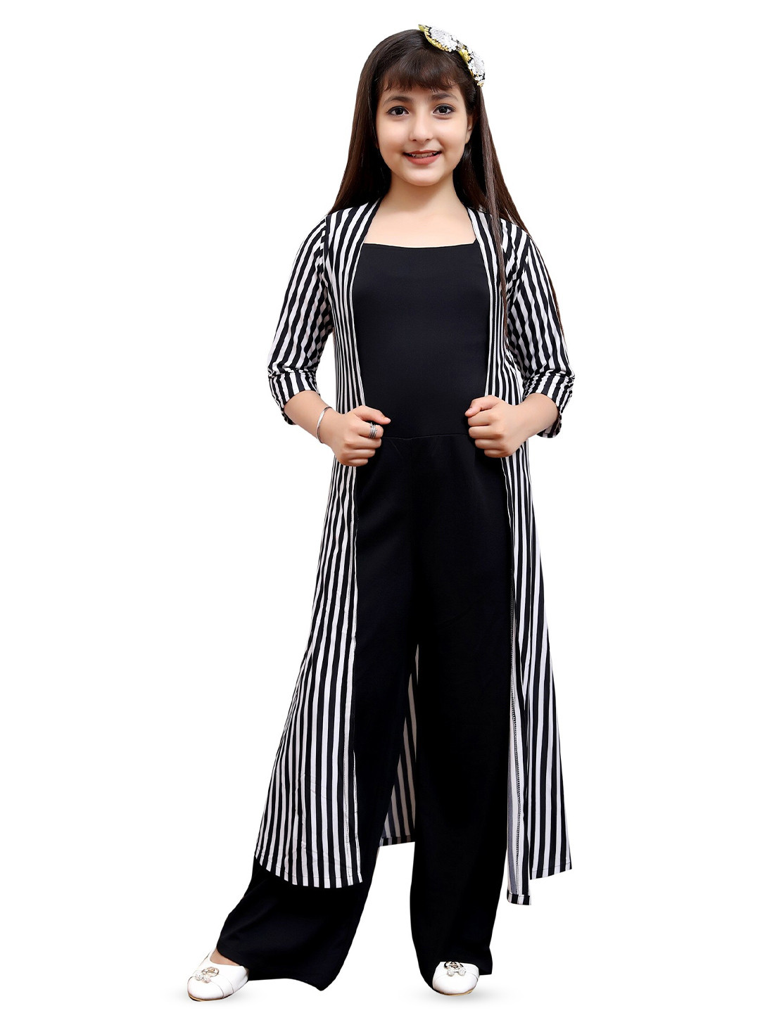 FELLAMO Girls Striped Longline Shrug