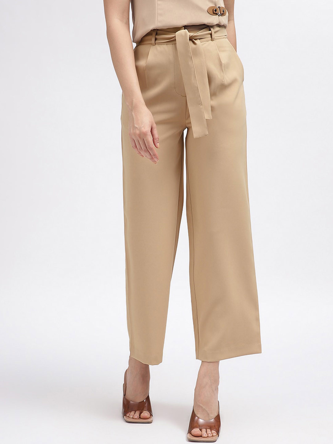 Centre Stage Women Solid Regular Fit Trouser