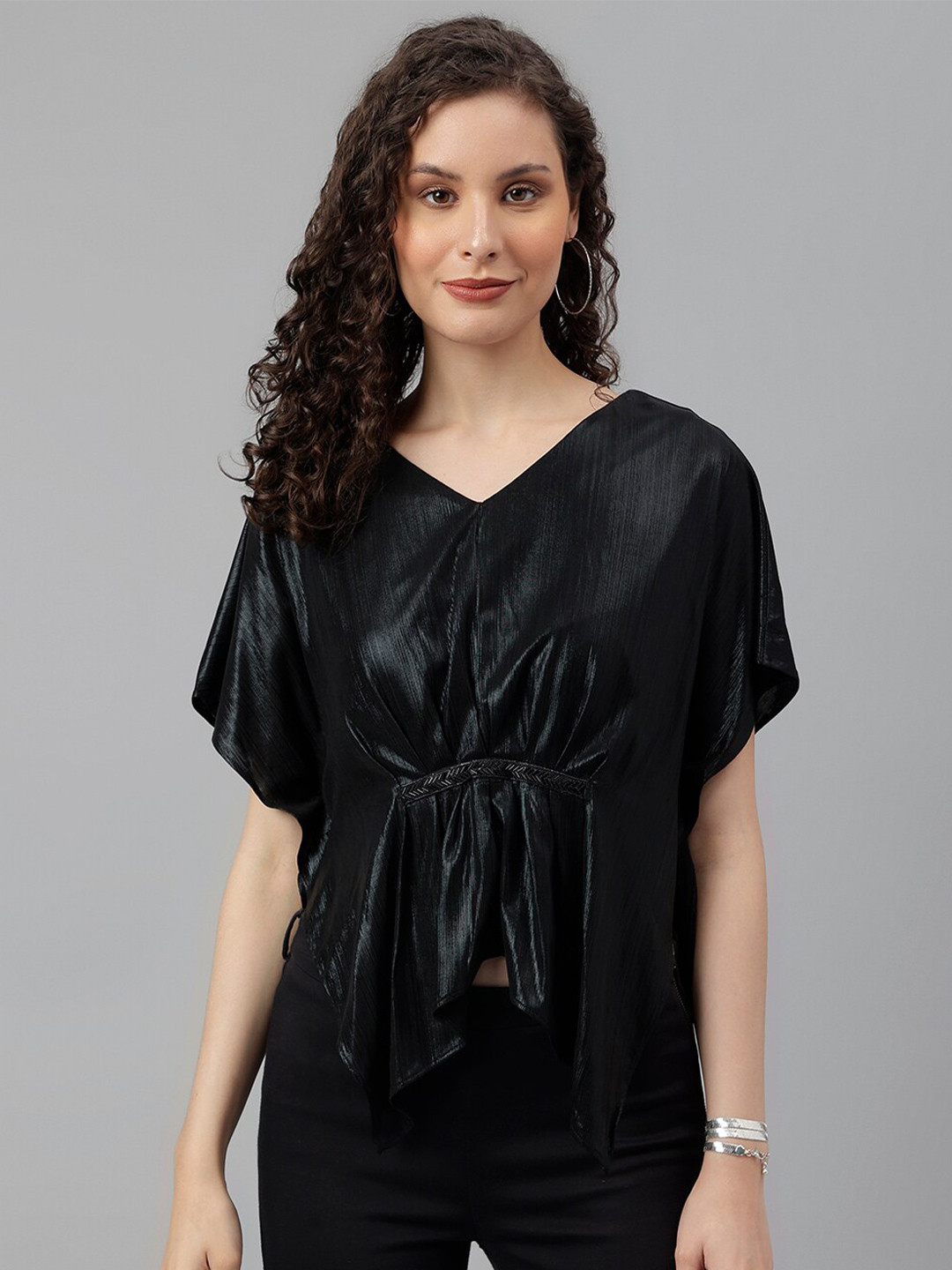 Latin Quarters Extended Sleeves Cinched Waist Top