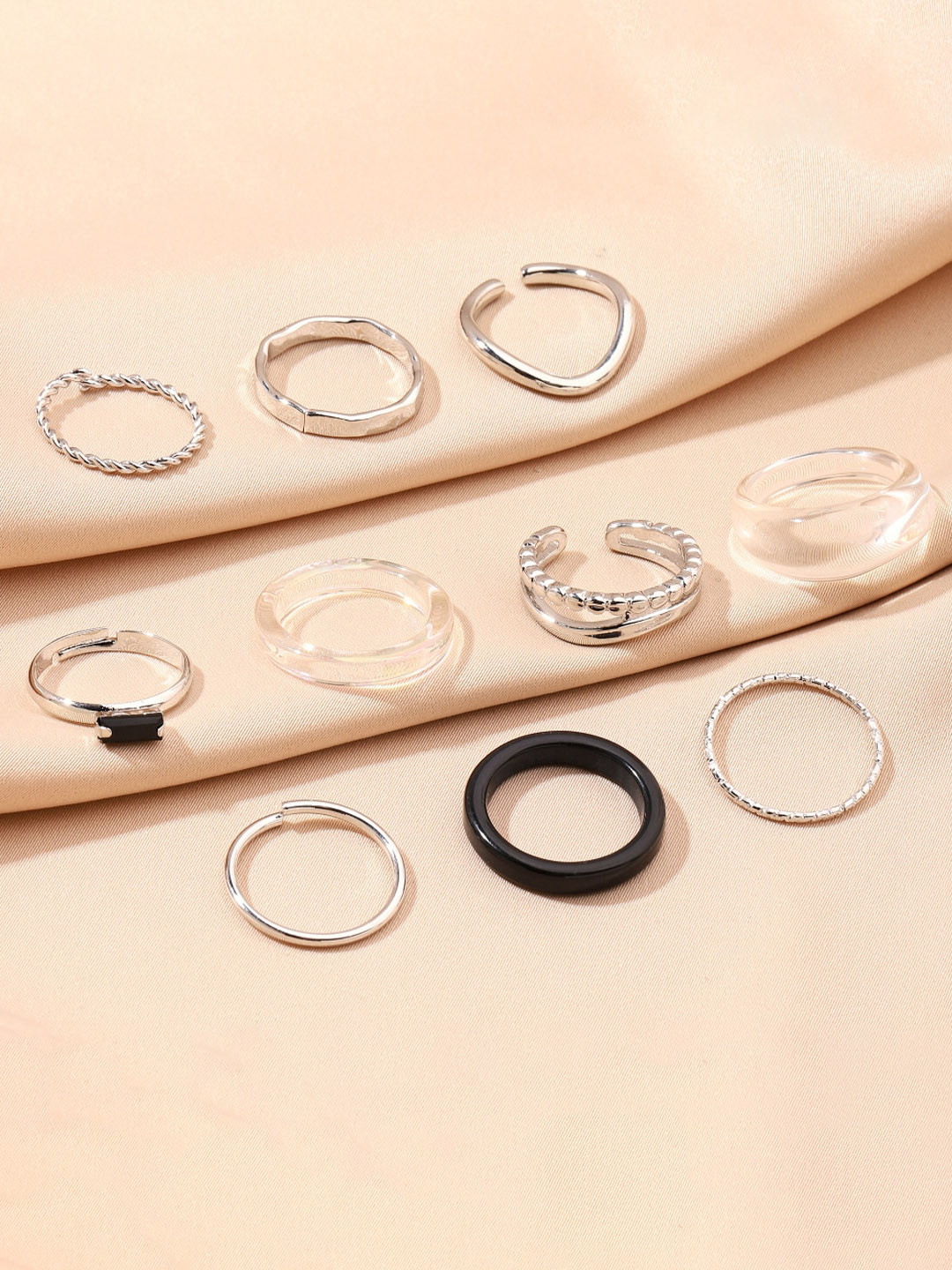 SALTY Set Of 10 Stackable Harmony Finger Rings