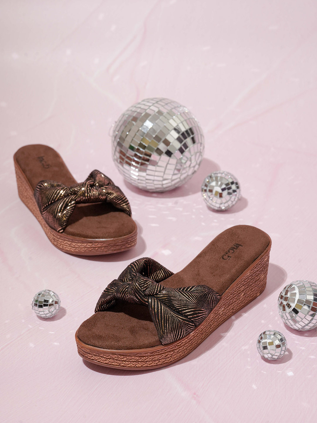 Inc 5 Women Embellished Knot Detailed Party Wedge Sandals