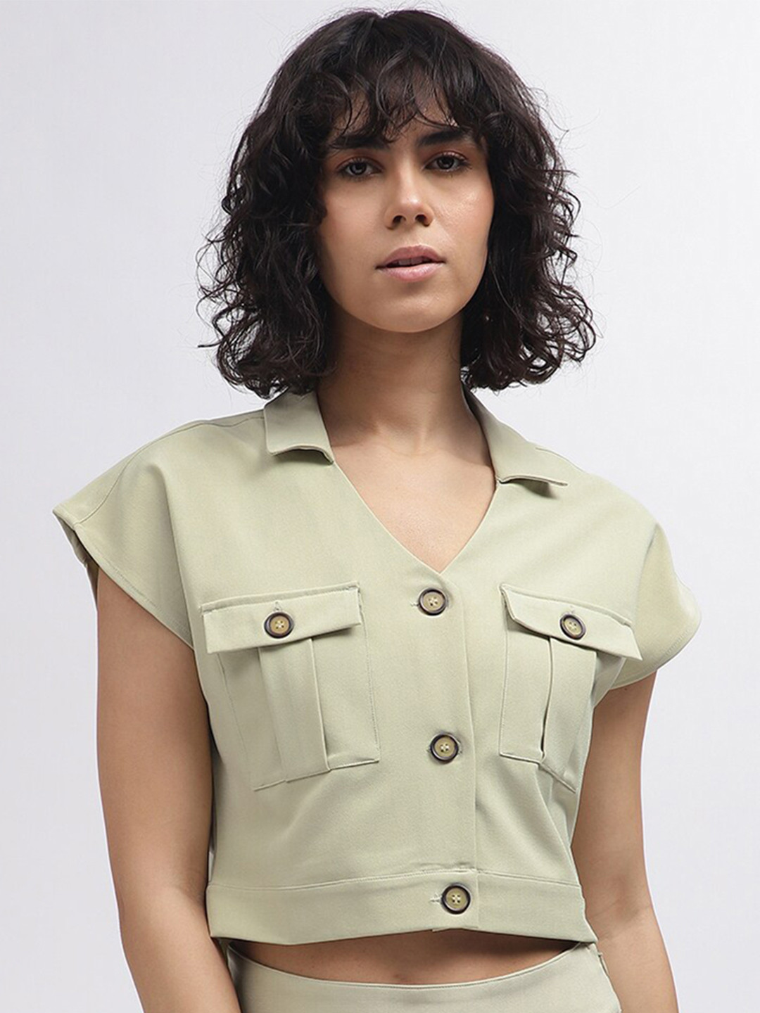 ELLE Women Solid V-Neck Top