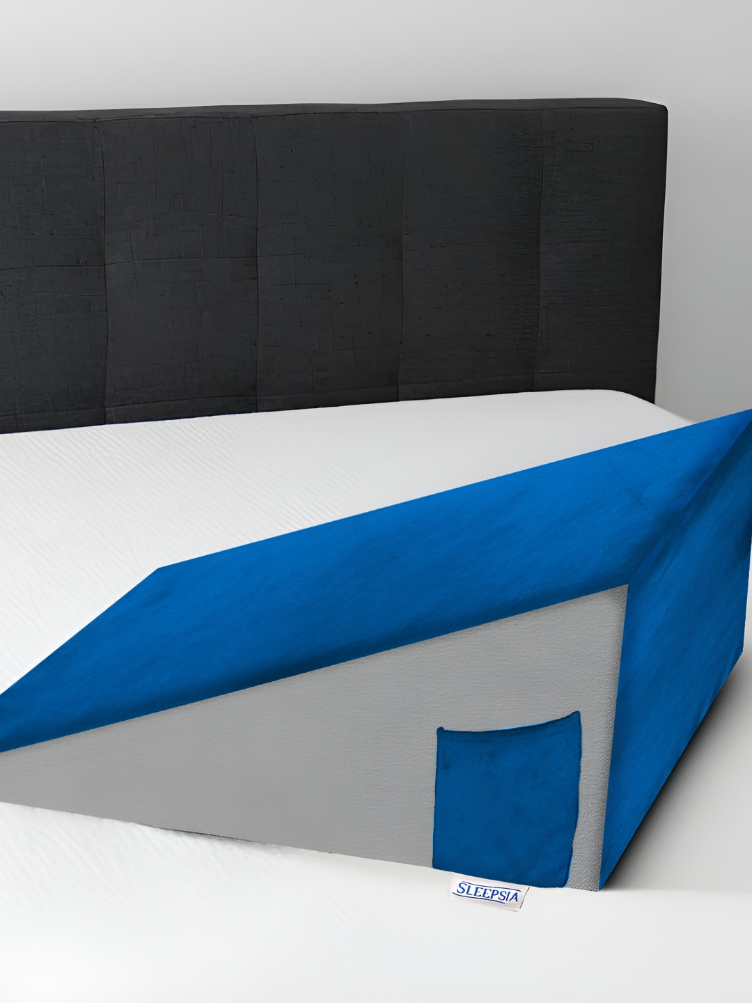 Sleepsia Blue Solid Faux Velvet Medium Memory Foam Therapedic Pillow-27.5 x 45.5 x 46 cm