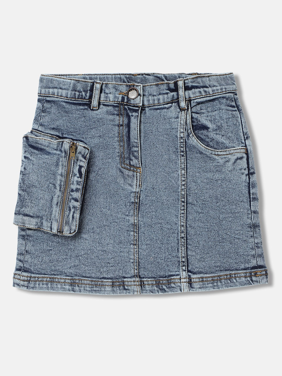 Blue Giraffe Girls Pure Cotton Straight Mini Skirts