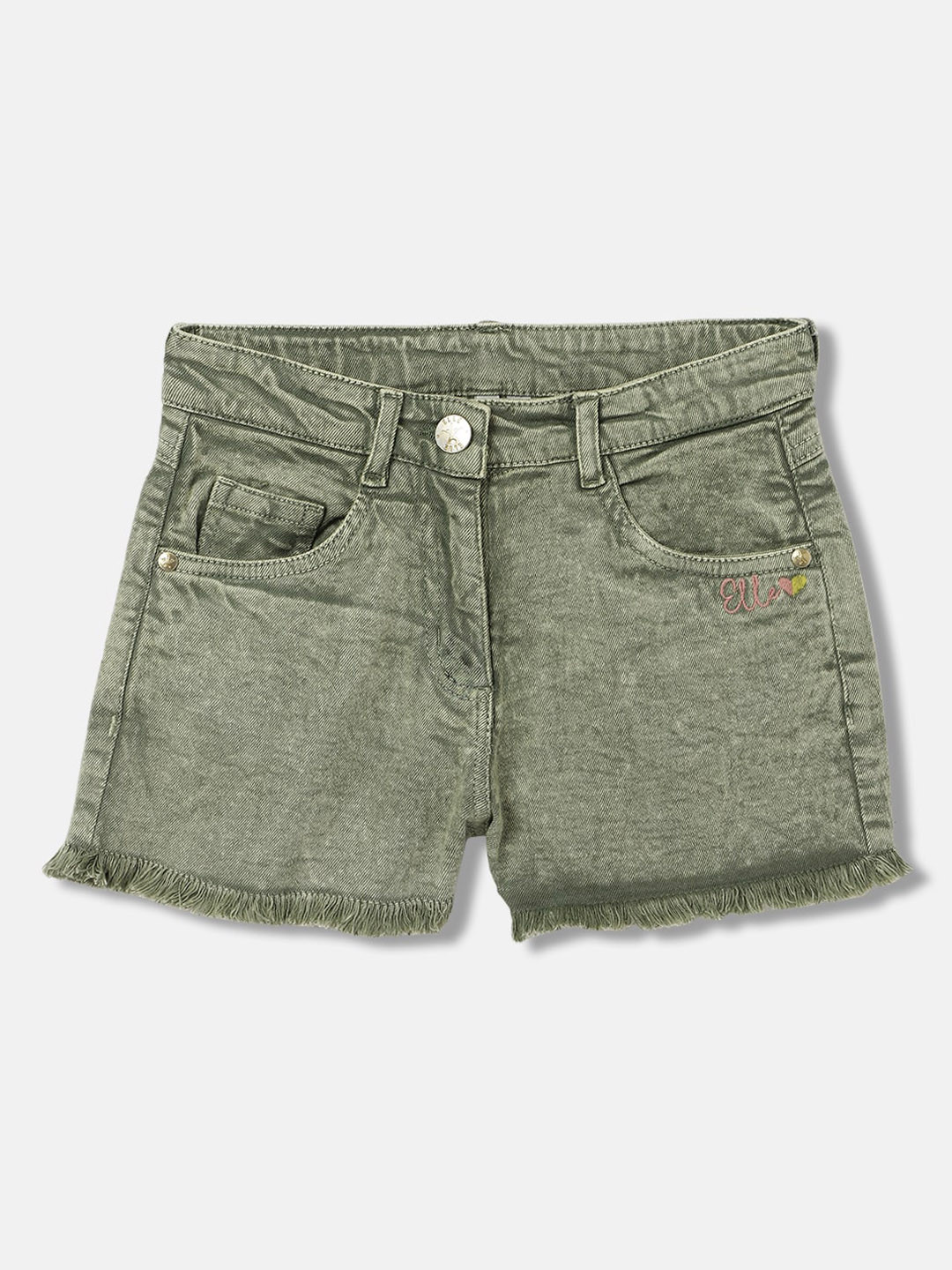 ELLE Girls Solid Loose Fit Shorts With Button Closure
