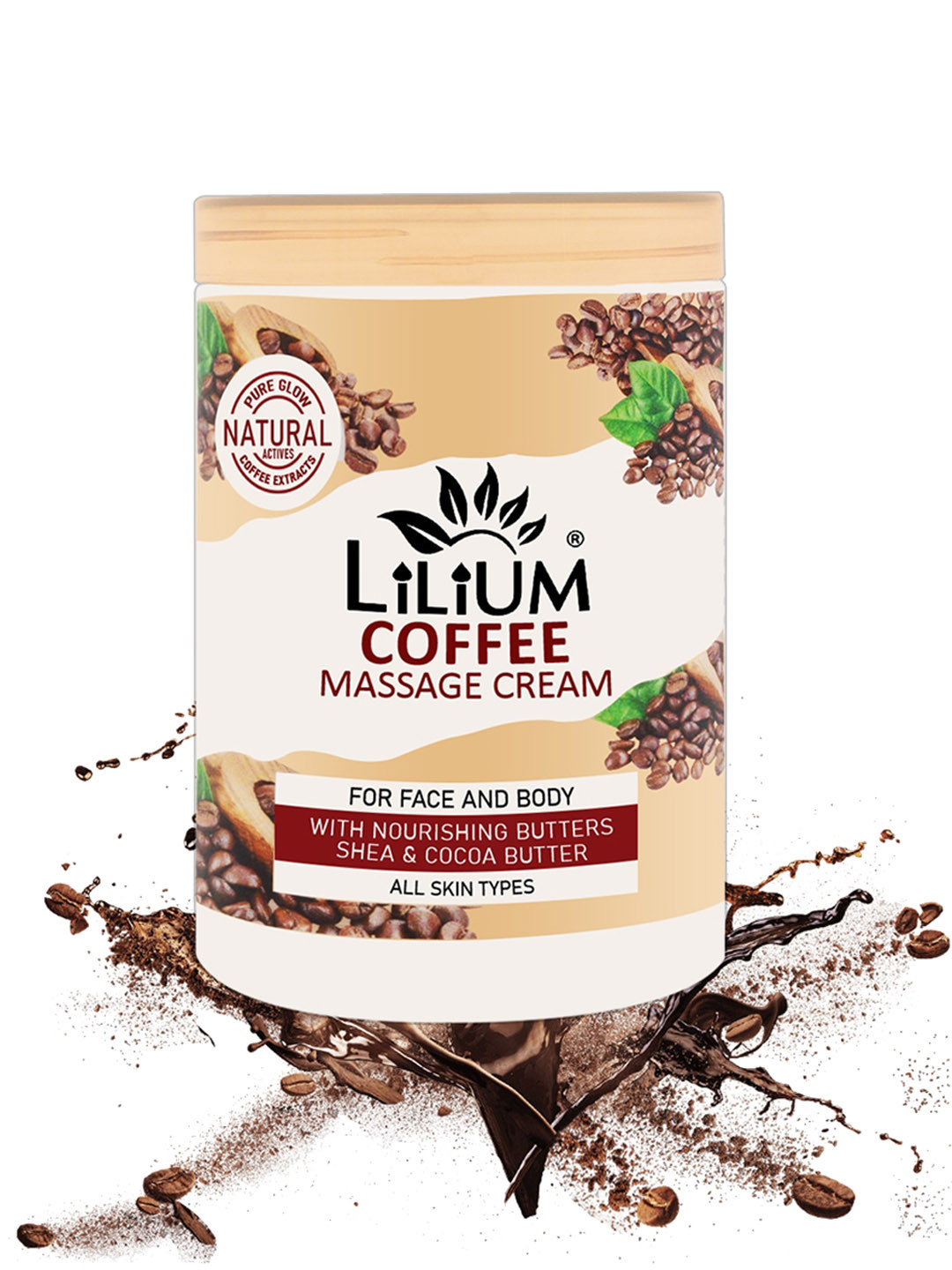 Lilium Shea & Cocoa Butter Coffee Massage Cream for Face & Body - 500ml