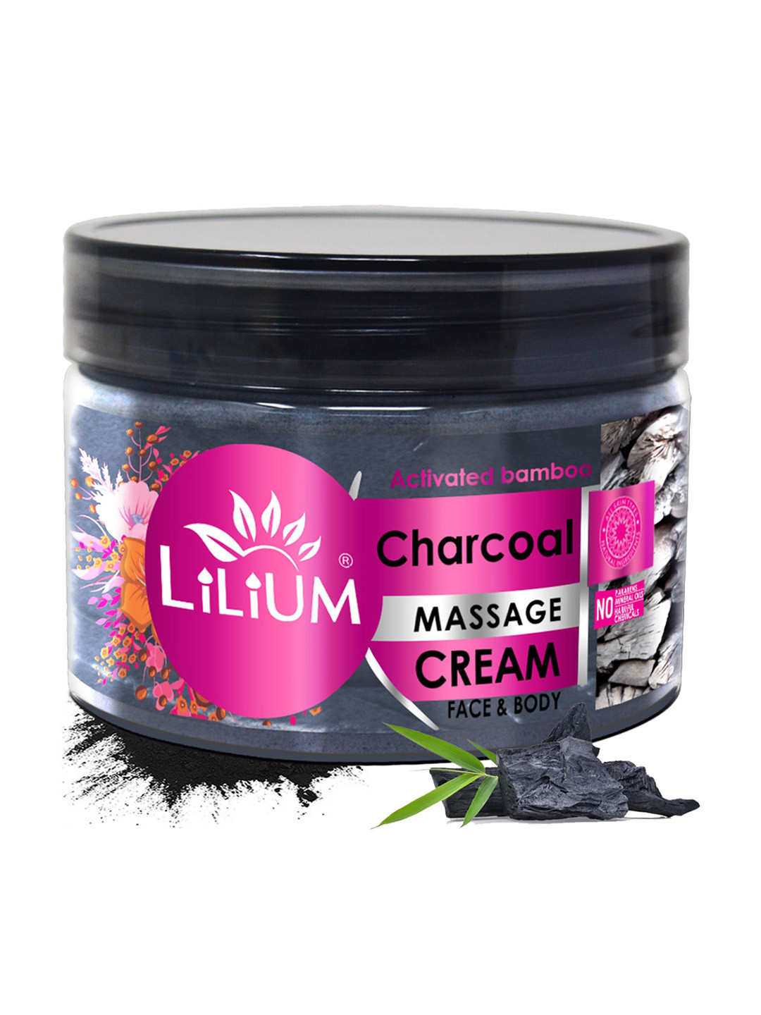 Lilium Activated Bamboo Charcoal Massage Cream For Face & Body - 250gm