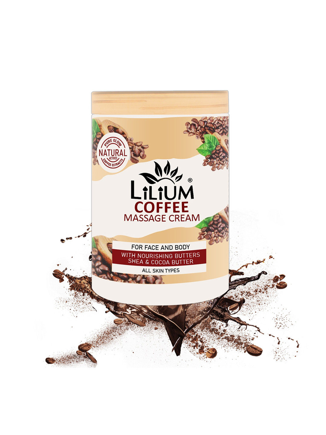 Lilium Shea & Cocoa Butter Coffee Massage Cream for Face & Body - 900ml