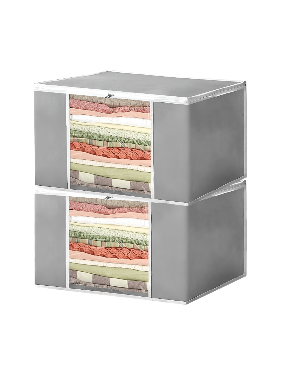 atorakushon Grey 2 Pieces Fabric Multi-Utility Organisers