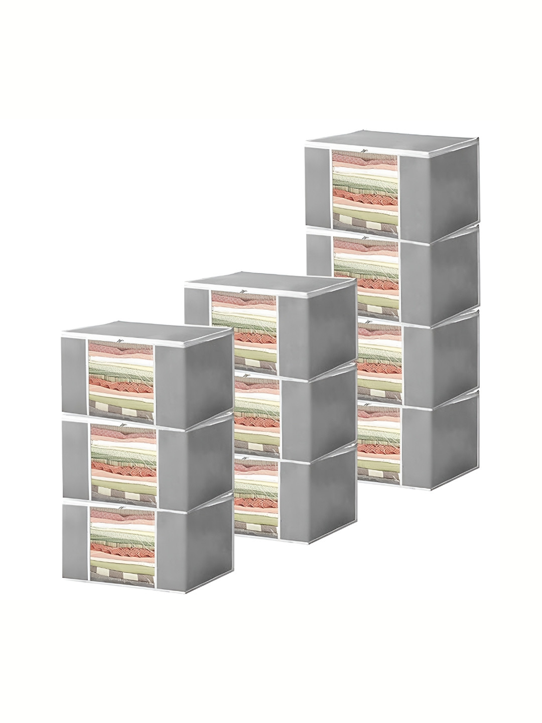 atorakushon Grey 10 Pieces Fabric Reusable Multi-Utility Organisers