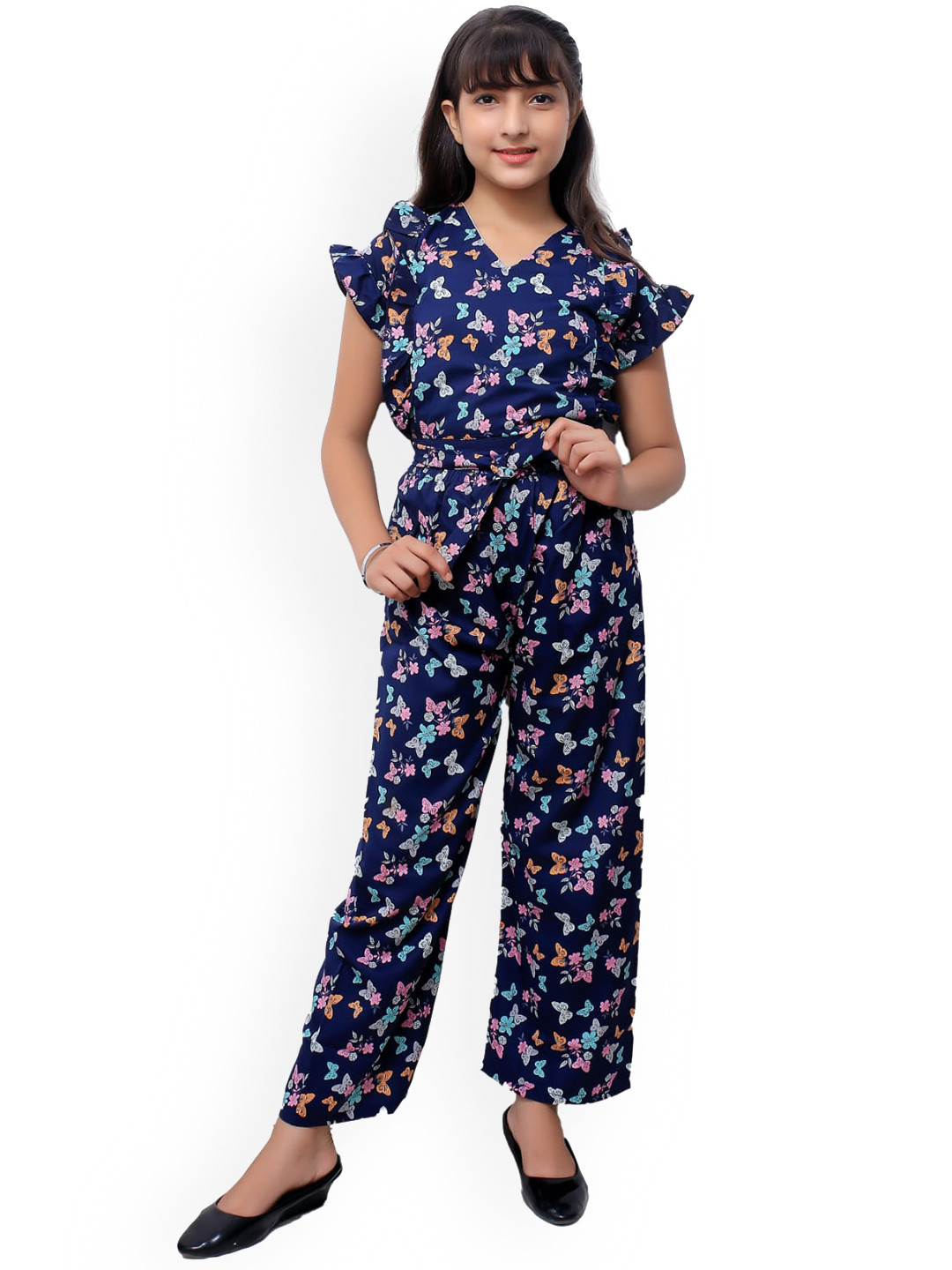 FELLAMO Girls Floral Printed Top & Trousers