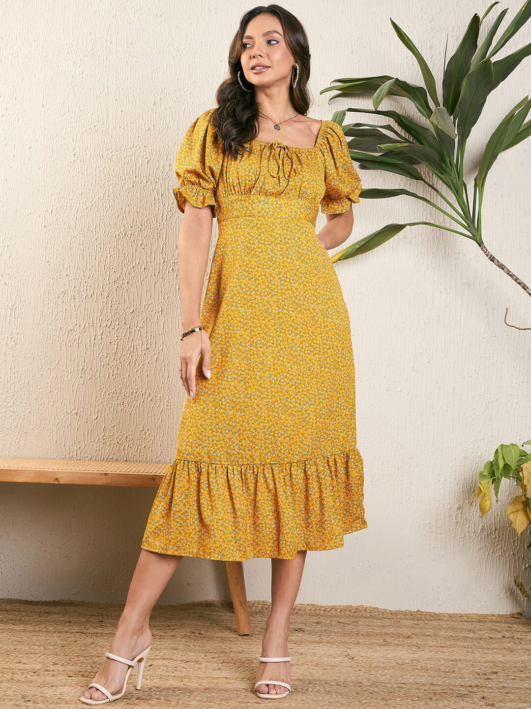 Kibo Women's Printed A-Line Midi Dress