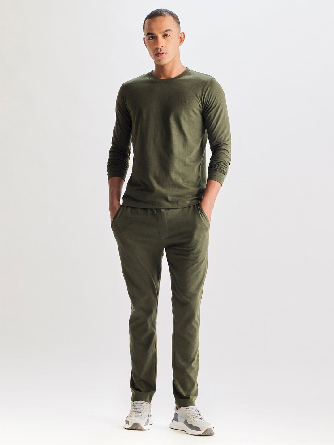 Red Flame Pure Cotton Round Neck T-shirt With Trousers