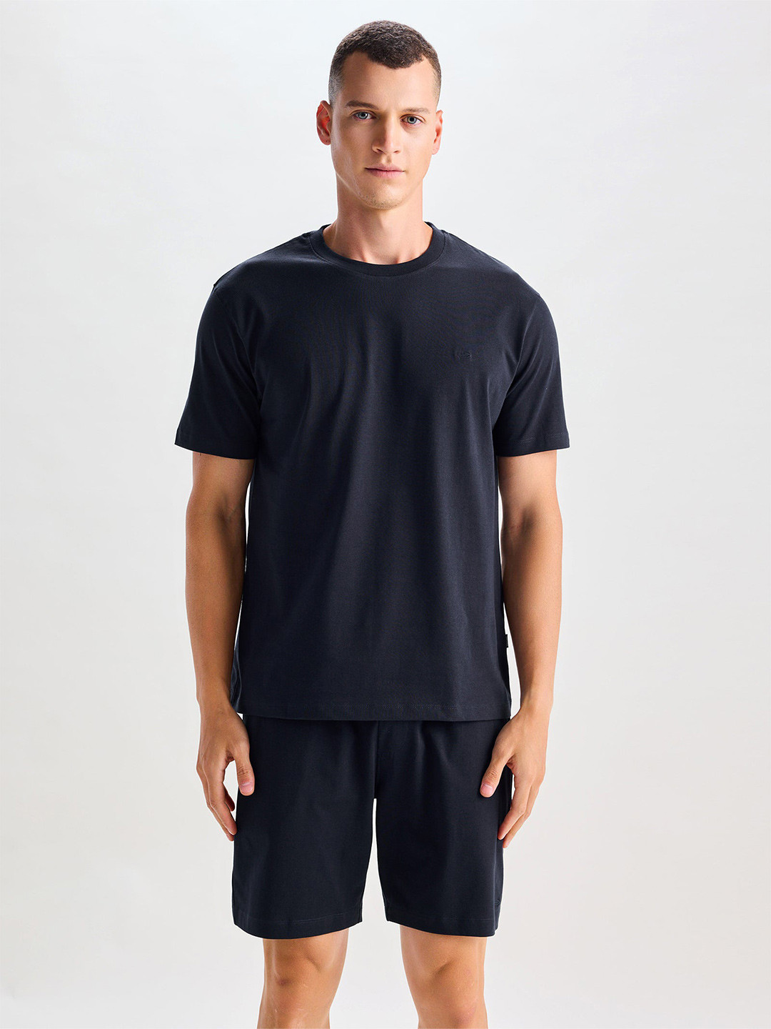 Red Flame Round Neck Short Sleeve Pure Cotton T-Shirt And Shorts