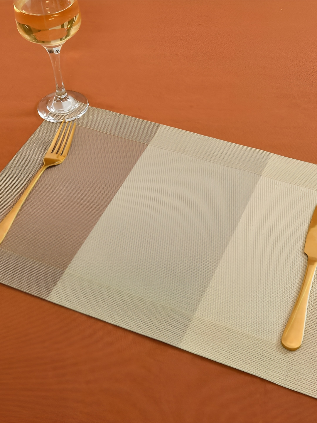 Yellow Weaves 4-Pcs Beige Woven Design Table Placemats