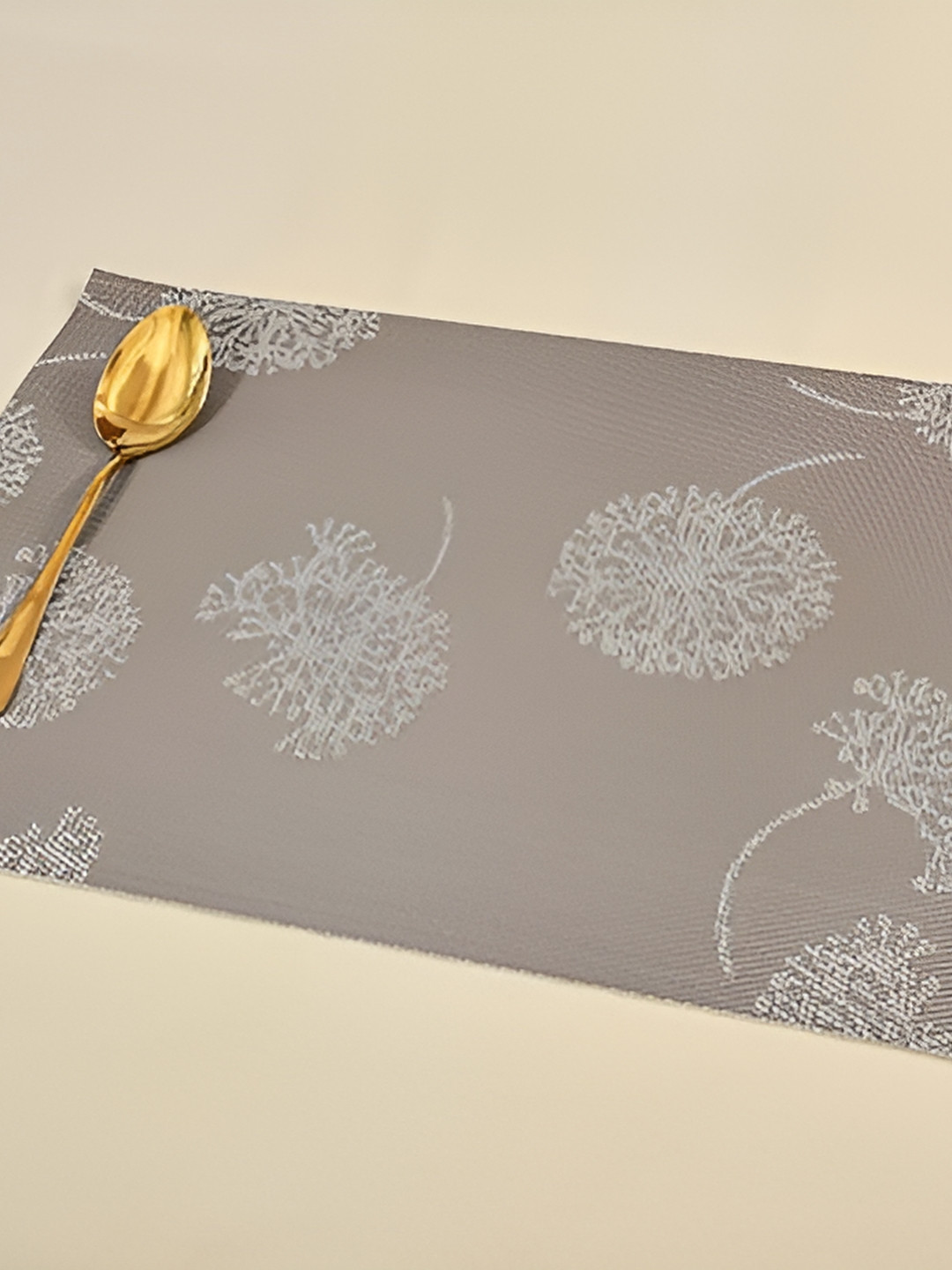 Yellow Weaves Beige 6-Pcs Floral Printed Rectangular Table Placemats