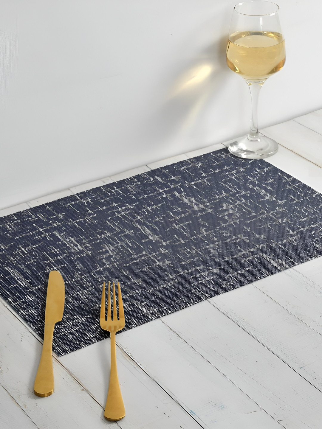 Yellow Weaves Blue 6 Pieces Printed Rectangle Table Placemats