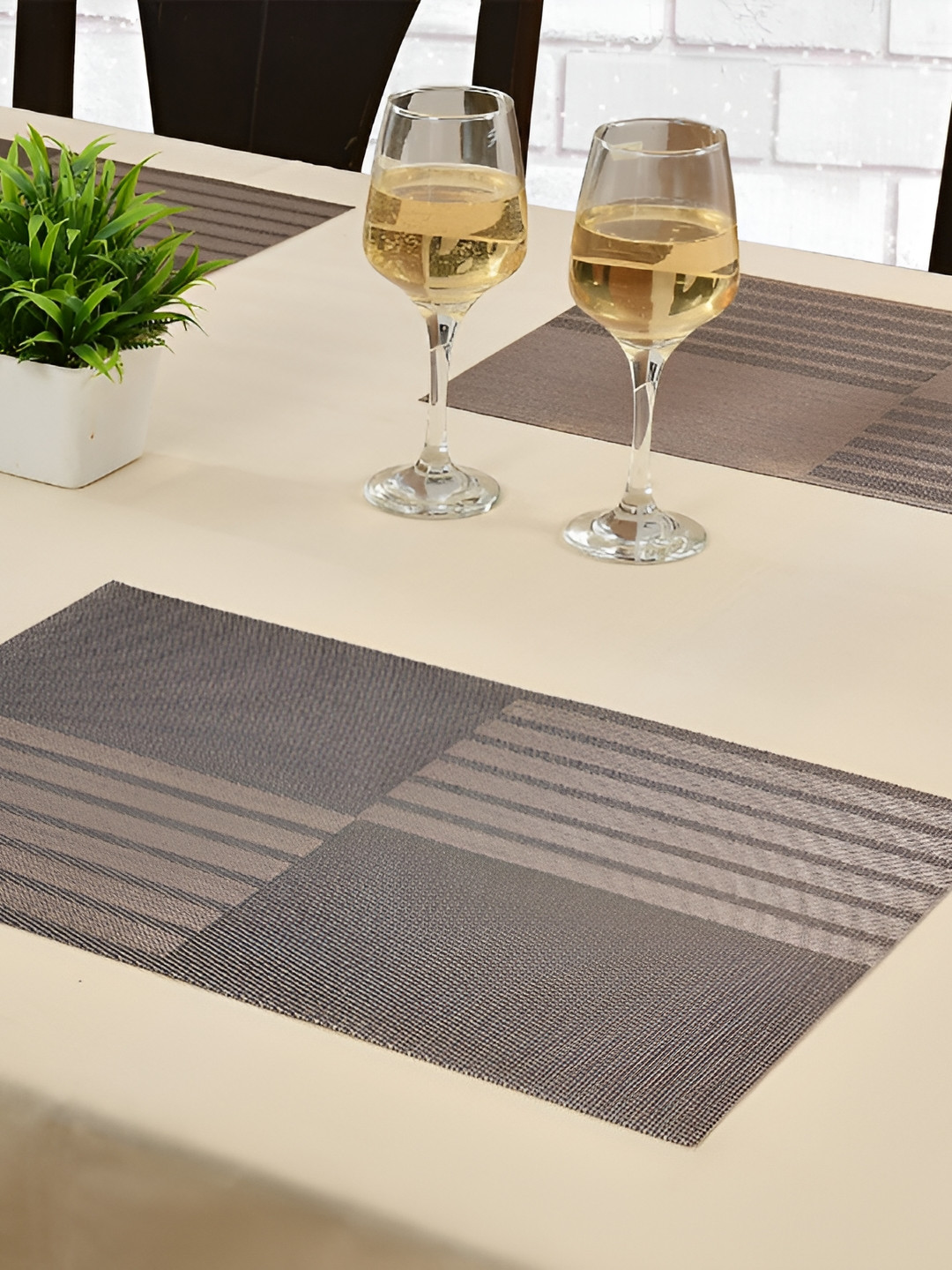 Yellow Weaves Rose Gold 6 Pieces Printed Rectangle Table Placemats