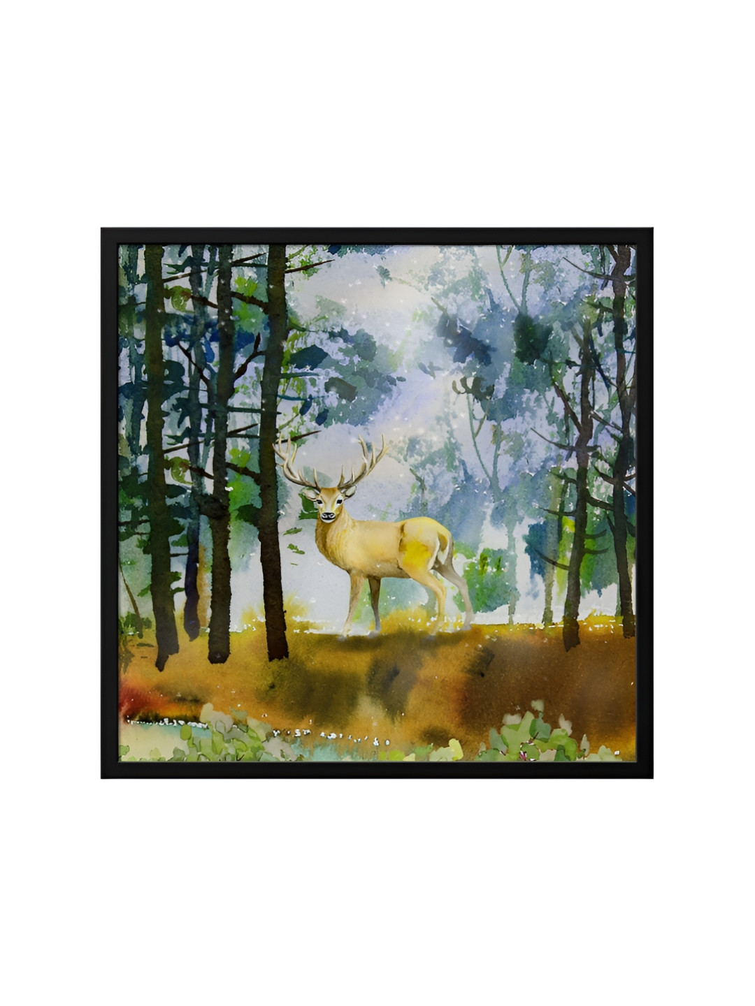 999Store Tree With Deer Canvas Wall Square Paintings Wall Art - 24 x 24In