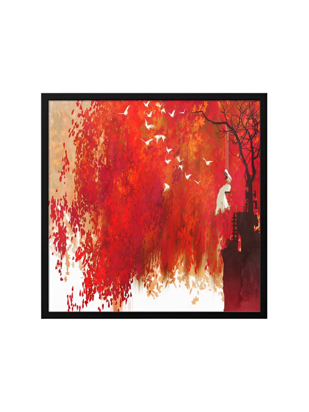 999Store Red & Black Canvas Abstract Wall Art