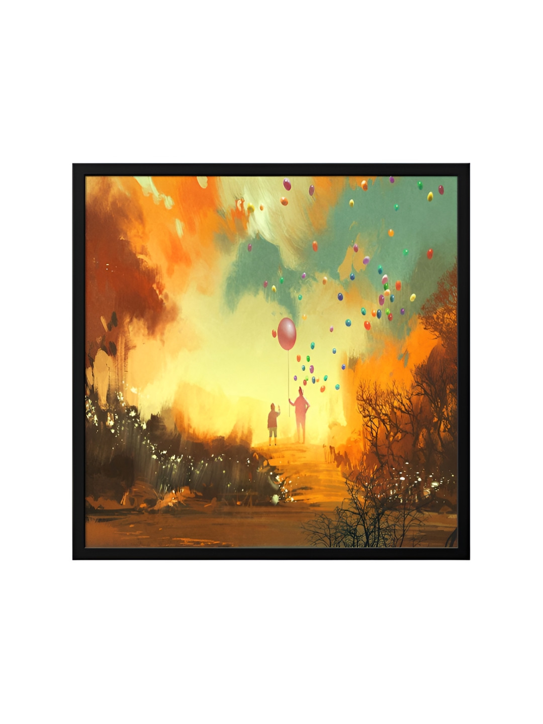 999Store Flying Balloon With Abstract Canvas Square Paintings Wall Art-23.9 x 23.9In