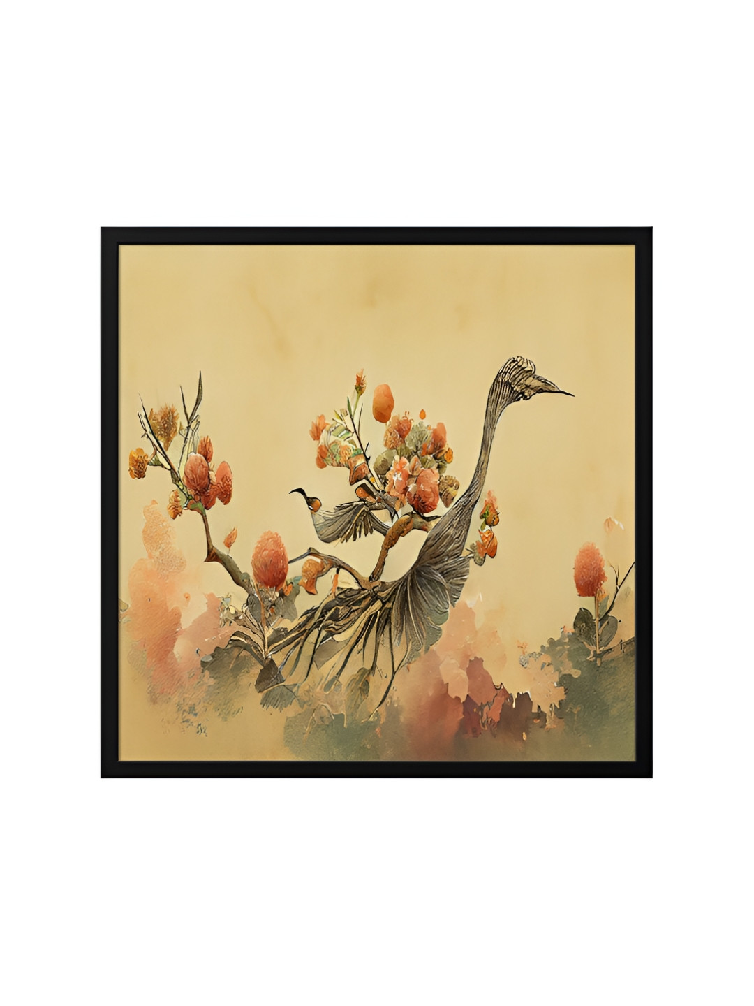 999Store Bird And Flower Canvas Wall Square Paintings Wall Art - 24 x 24In