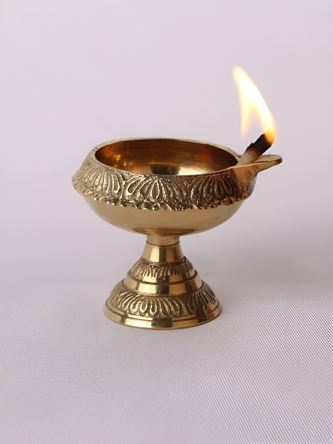 Aakrati Gold Toned Brass Textured Pooja Diya