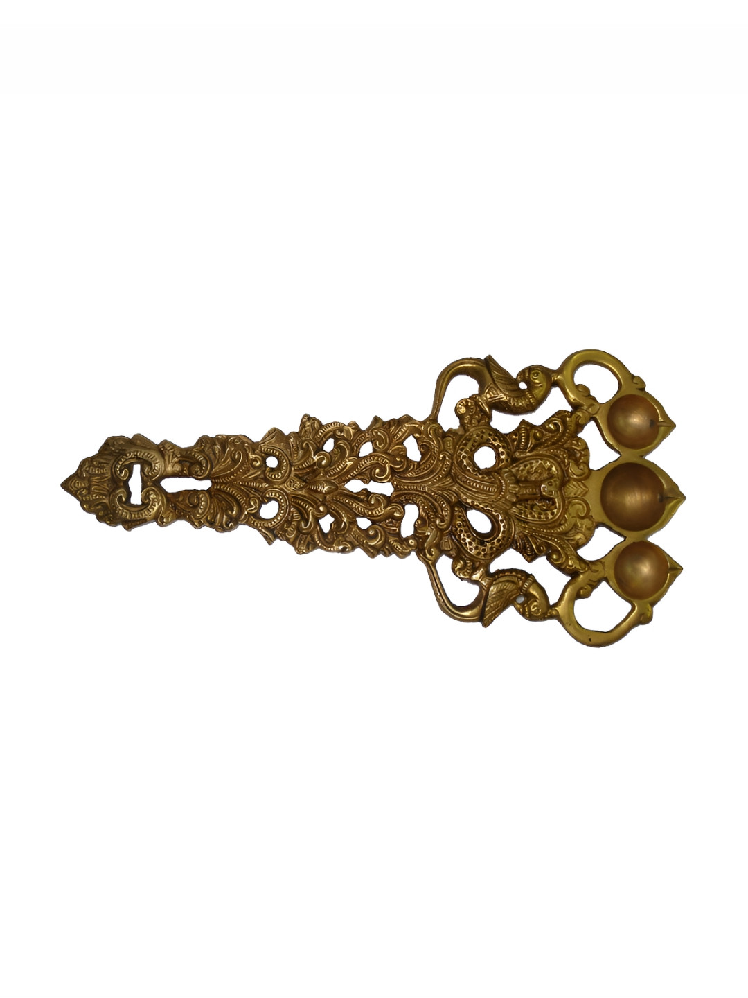 Aakrati Gold Toned Textured Brass Hawan Spoon