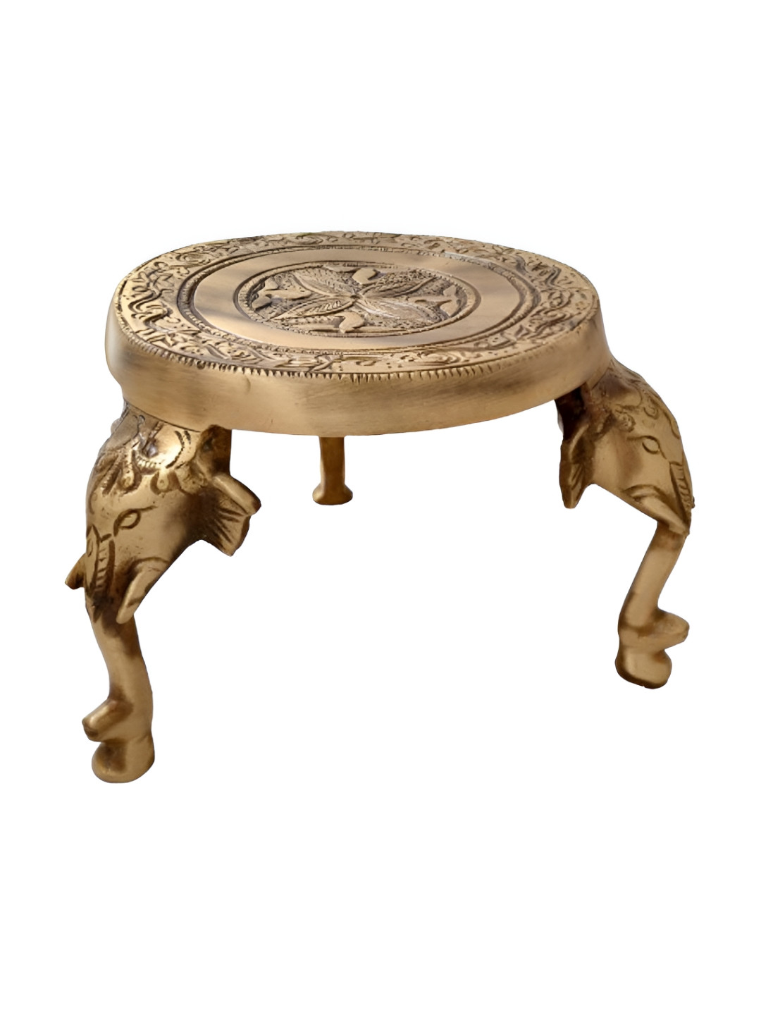 Aakrati Gold Toned Textured Brass Pooja Chowki