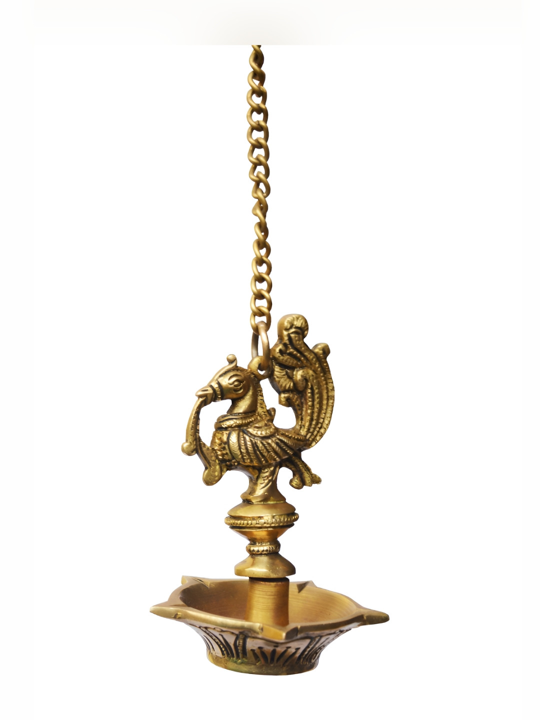 Aakrati Gold Toned Brass Hanging Bird Pooja Diya