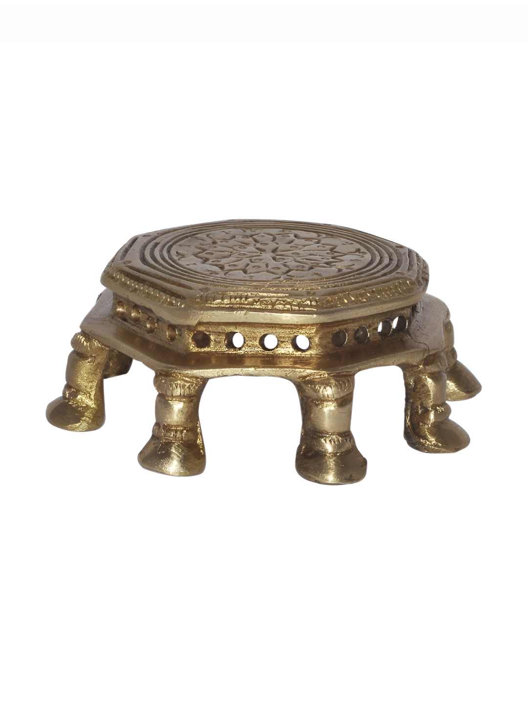 Aakrati Gold Toned Engraved Brass Chowkie
