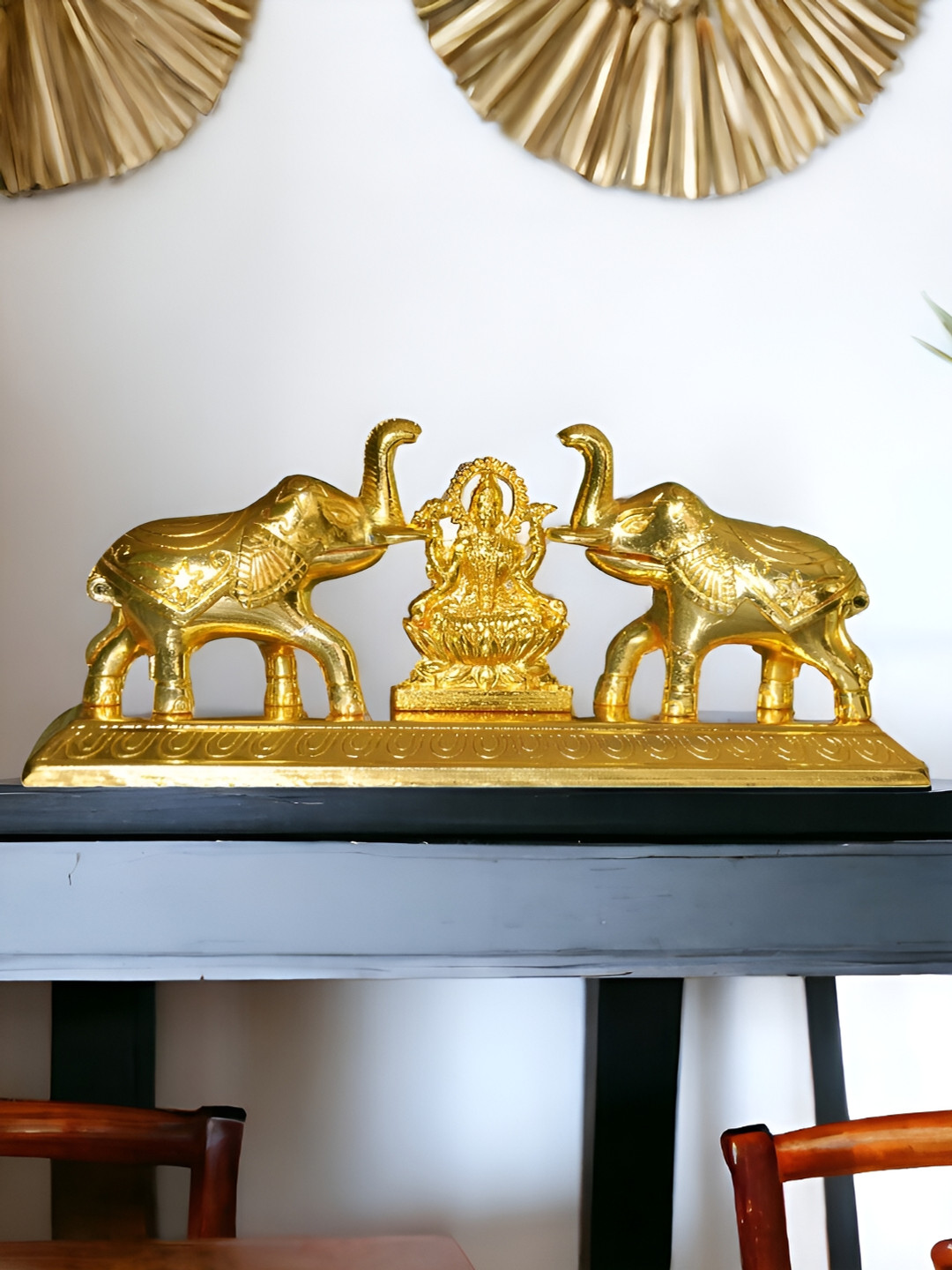 Aakrati Gold Toned Brass Elephant Patterned Haldi Kumkum Holder